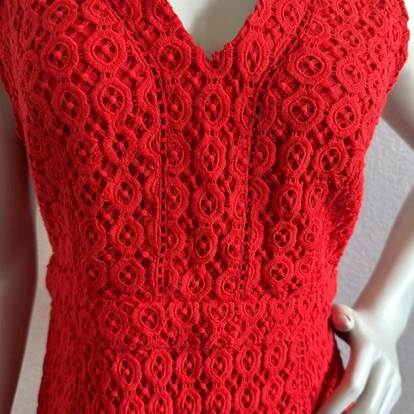 Anthropologie San & Soni Red Lace Eyelet Dress - Picture 7 of 10